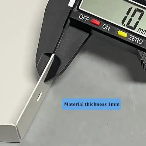 Tough As Nails Metal Awning For Ev Chargers And Security Cameras All Weather Roof Cover showing material thickness measurement of 1mm.