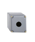 Gray control station enclosure for 30 mm K-Plus SK modules, front view, showing durable design for industrial setups.
