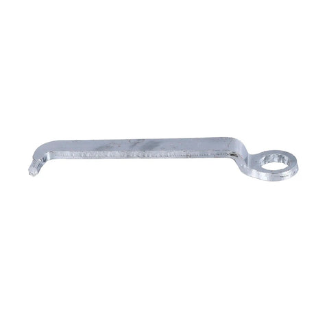Super Fast Double Head Sheet Metal Nibbler Drill Attachment, metallic sheet metal tool with a loop for easy handling.