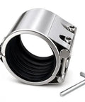 Rock Solid Heavy Duty Three Inch Pipe Repair Clamp And 304 Stainless Steel Leak Sealer for burst pipes with adjustment tool.