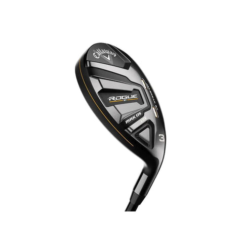 Close-up of Rogue ST Max OS Lite 5 Hybrid Ladies Graphite 4.0 Flex Standard Golf Hybrid club head with tungsten weighting design.