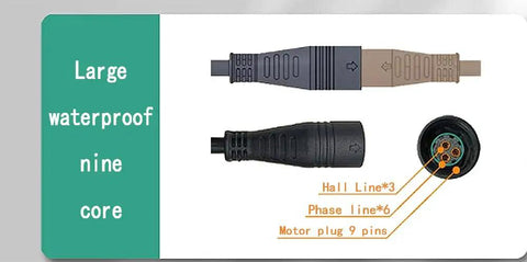9 Pin Wheel Hub Motor Cable 60cm Female To Male Connector For E Bike Accessories 1000W 30A No Fuss Plug In Ready E Bike Extension Cable For Easy Conversion