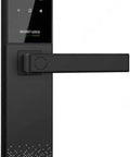 No Sweat Smart Door Lock With Legit Hella Secure Biometric Fingerprint Access And Dead Simple Keyless Entry Handle in black finish.