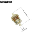 Heavy Duty Quarter Inch Gas Fuel Line Hose Kit With Clamps Valves And Filters showing a detailed inline fuel filter.