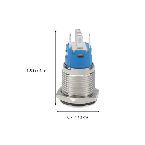 Stainless Steel Auto Reset Push Button Switch With White LED Ring Self Locking IP66 Waterproof Anti Rust Heavy Duty Industrial Control Starter Relay And Automotive Power Equipment, 16mm size