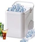 Top Tier Countertop Ice Maker, Self Cleaning Bullet Ice Machine Producing 12 Kg Daily with full ice basket and scoop.