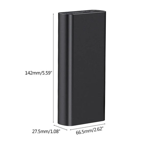 DIY Custom Polymer Battery Charging Case For Two 1260110 Cells Offering Hella Fast 22.5W PD, aluminum power bank dimensions displayed.