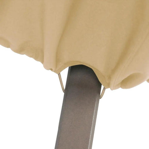 Terrazzo Water Resistant 26 Inch High Back Patio Chair Cover fitting securely on chair arm