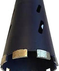 Close-up of Pro Grade 4 1/4 Inch Dry Diamond Core Drill Bit Hole Saw For Concrete And Asphalt, showing laser welded segments.