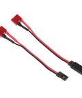 RC Servo Connector Adapter 125mm Pair Male And Female Plug And Play Set For JR Style Cables, view of full red and black connectors