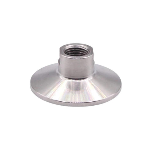 Front view of stainless steel DERNORD 1.5-inch sanitary tri-clamp to 1/4-inch NPT female adapter