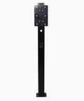 Tough As Nails EV Charger Holder Outdoor Waterproof Steel Enclosure Built Different Free Standing Base And Wall Mount Hook For Garage Use Rock Solid Protection Rack Stand Box In Black, vertical view of steel mount.