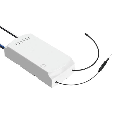 Plug And Play Smart WiFi Ceiling Fan Light Controller With App And Remote Replacement component, white, with wires visible