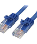 Blue Dope Snagless Cat5e Patch Cable, 20 Ft Ethernet Cord With RJ45 Connectors, high speed network cable, close-up view