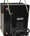 Black 5000 Watt Two Way Voltage Converter Transformer For 110 To 220 And 220 To 110 With Fuse Protection, front view