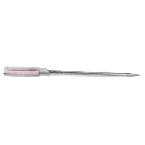 Stainless Steel Grain Sampler Probe Tool With Rubber Grip For Outdoor Gardening And Farm Use, side view with pointed tip