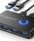 USB 3.0 Switcher For Two Computers Share Four USB Devices Like Mouse Keyboard Printer And Scanner Across Mac Windows Linux