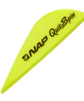 Close-up of QuikSpin 2 Inch Arrow Vanes Pack Of 36 Yellow For Bow Hunting And Target Practice, Plastic Fletching, High Visibility