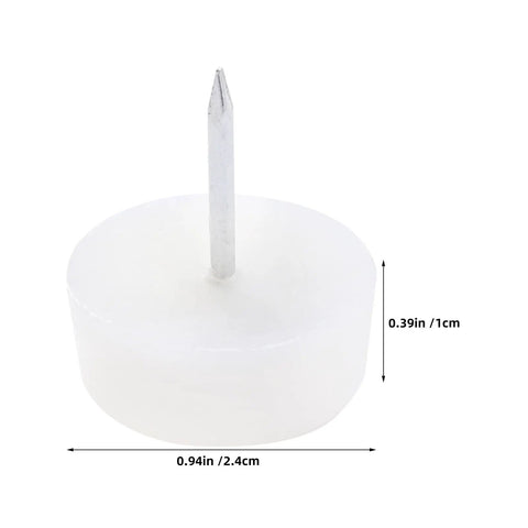White Round Chair Glides For Hardwood Floors And Carpet, 100 Pack Of Plastic And Metal Furniture Leg Protectors With Nonslip Surface