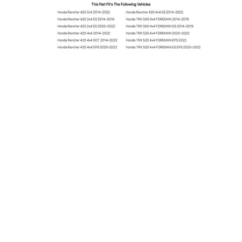 Compatibility list for Rear Axle Bearing And Seal Kit For Honda Rancher 420 4x4 2014 2022, showing various ATV models