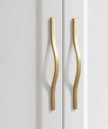 Brushed Gold Aluminum Alloy Sleek Cabinet Handles Set 2 Pcs Finger Edge Pulls Cupboard Drawer Door Levers 160mm on white door