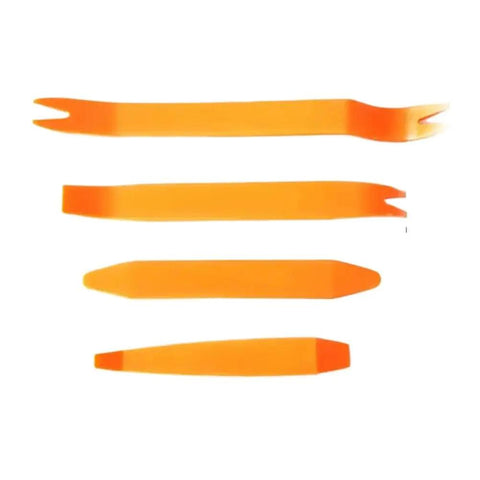Four Piece Car Door Clip And Trim Panel Removal Tool Kit For Interior Trim Dashboard Repair And DVD Stereo Refits On Most Vehicles Universal Multi Vehicle Set For Quick Disassembly orange plastic pry tools set