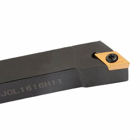 Top Tier Alloy Steel SDJCL1616H11 Lathe Turning Tool Holder with DCMT11T304 Insert and shank detail.