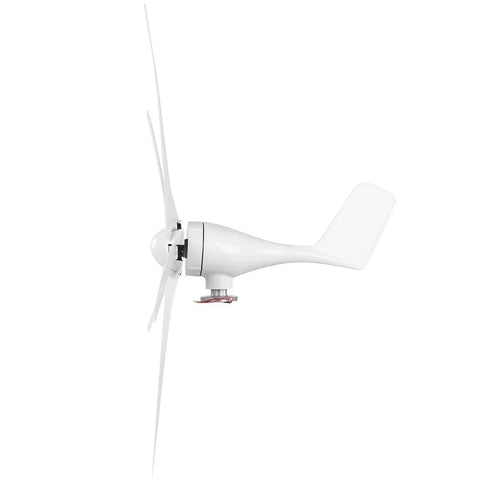 Side view of a white 1600W Five Blade Wind Turbine Generator With Low Start Up Speed And Permanent Magnet Alternator for off-grid use.