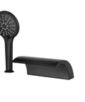 Matte Black Roman Tub Faucet With 3 Hole Deck Mount Easy Install No Fuss Single Handle Tub Filler And Hand Shower High Flow Spout