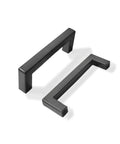 Image of two 3 Inch Center To Center Matte Black Cabinet Pulls Square Bar Drawer Handles Kitchen Pantry Hardware.