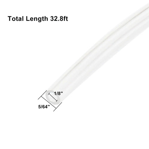 Flexible 1/8 Inch OD Pneumatic Tubing For Air Lines And Fluid Transfer, Clear Nylon Hose, 32.8 Ft Long, Detailed Measurement View
