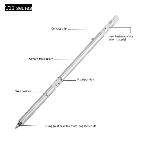 Pro Grade Soldering Iron Tips Set For FX-951 Rework Station T12 series soldering tip with labeled features