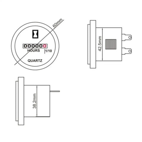 Beefy Built Tough Mechanical Engine Hour Meter Gauge For 8 To 80 Volt DC Or 110 To 250 Volt AC Systems Tracks Running Hours To 99,999.9 0.1 Hour Resolution Simple 2-Inch Round Mount Ideal For Boats ATVs UTVs Snowmobiles Lawn Tractors Generators, 60mm