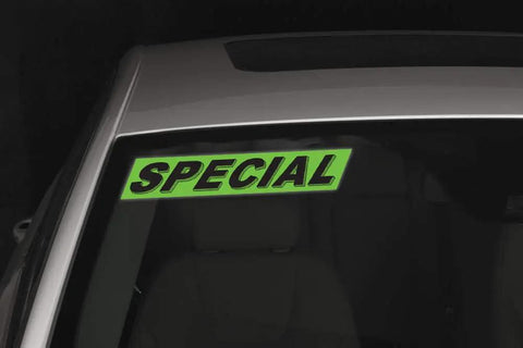 Fluorescent Green Gas Saver Window Stickers for Dealerships, Weatherproof Vinyl Auto Decals, High-Visibility Advertising Stickers on car window