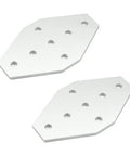 Three-Piece Aluminum Alloy Outside Joining Plate with 7-Hole Joint Bracket Silver, 3.94 by 2.36 by 0.16 Inches Lightweight Durable Anodized Finish Easy 6mm Hole Install Great for Metal Framing DIY Projects. Two silver aluminum alloy 7-hole joining plates