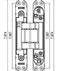 Technical diagram of Concealed Door Hinge With Hidden Pin And No Visible Barrel For A Slick Modern Look, dimensions labeled.