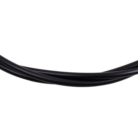 Close-up of 12 Foot Outboard Control Cable CCX20512 for 1979 and newer Johnson Evinrude boats, black marine grade.