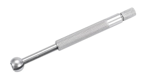 Ball-type small-hole gauge probe with knurled stainless-steel handle.