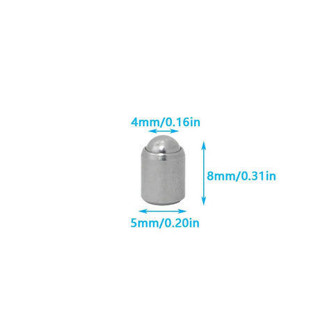 Forty Piece Heavy Duty Stainless Steel Press Fit Ball Plungers Bullseye Precision, 4mm ball, 8mm height, machine shop hardware.
