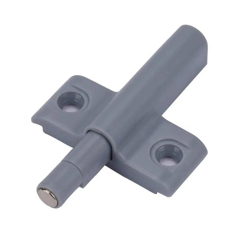 Heavy Duty Magnetic Cabinet Door Catches With Built In Buffer Stopper, gray ABS plastic, designed for quiet cabinet operation.