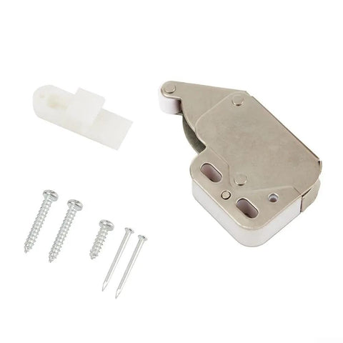 Spring Loaded Mini Tip Latch Set For Caravan Boat RV Cupboard And Cabinet Doors, metal lock catch with nylon roller and screws