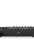 Rear view of XENYX QX1222USB 16-Input Pro Live Sound Mixer with High-Headroom Mic Preamps, USB interface, and power inputs.