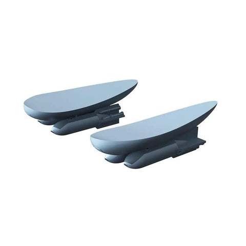 Unpainted One Thirty Second Scale Airplane Model Kit With Upgrade Parts Set For German Fighter Aircraft Weapons Including SC50 Bombs Resin Detail For Scratch Builders And Hobbyists, showing SC50 bombs components.