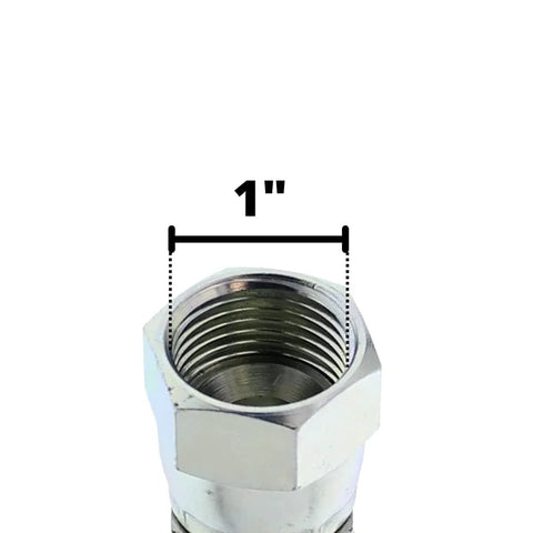Hydraulic hose end fitting, 3/4 in JIC 37° female, swivel crimp, chrome-plated steel hex nut