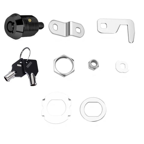 Two Pack Tubular Cam Toolbox Lock Replacement With Hook Cam Keyed Alike Five Eighth Inch Cylinder Black Zinc Alloy parts