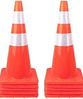 10 Pack 28 Inch Traffic Cones Heavy Duty Plastic Road Safety Cones PVC Construction and Parking Hazard Delineators Fluorescent Orange