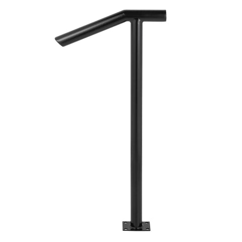 Rock Solid Heavy Duty Outside Step Railing With Matte Black Powder Coat Finish And 330 Lbs Load Rating side view of aluminum handrail for stairs