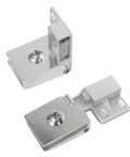 Heavy Duty Frameless Glass Door Hinges For 6mm Cabinets Showers And Bookshelves With TPE Washers Rustproof Galvanized Alloy silver hinges front view.