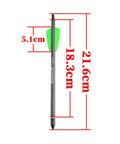 Diagram of 7.5 Inch Carbon Crossbow Bolt With 2 Inch Green Vanes and 100 Grain Removable Tips showing measurements in centimeters