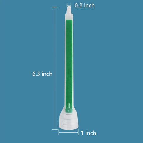 Pro-Grade Static Mixing Nozzles For Epoxy Adhesives, 24-Element Tip Mixer, supports 1:1 and 1:2 ratios, single nozzle with dimensions